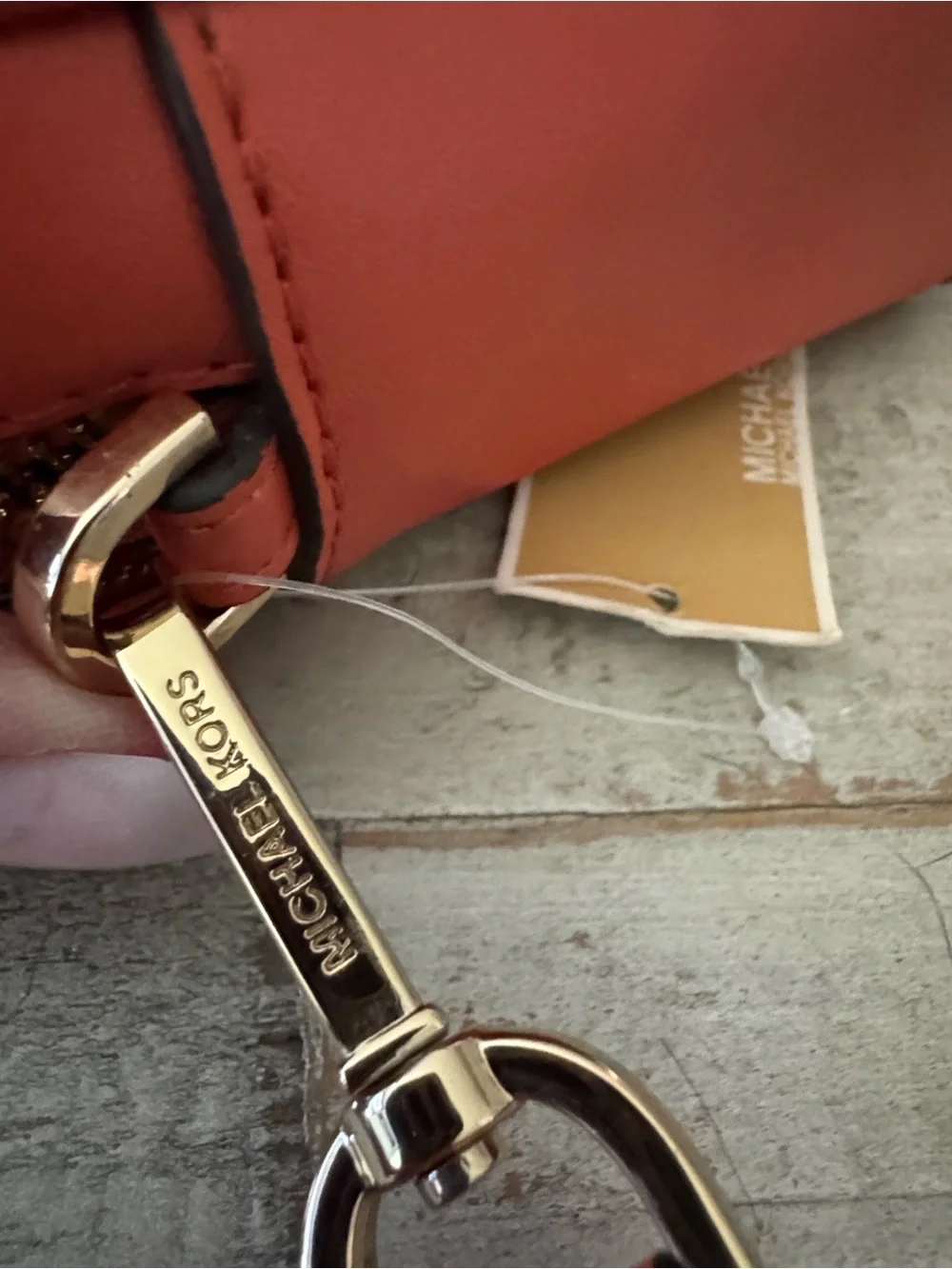Michael Kors Cream and Orange Crossbody Bag with MK Logo Patch - Picture 10 of 13